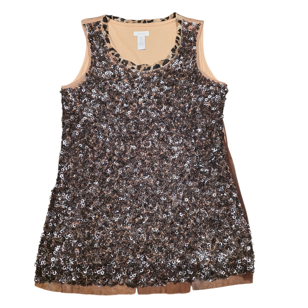 Chico's Leopard Print Neckline Sequin Sleeveless … - image 5